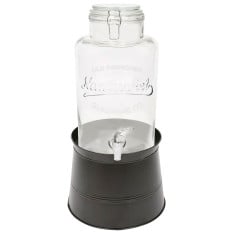 Glass Drinks Dispenser with Black Bucket Stand 6.5 Litre