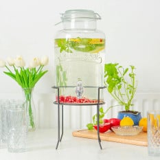 Glass Drinks Dispenser with Black Stand 6.5 Litre