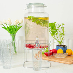 Glass Drinks Dispenser with Chrome Stand 6.5 Litre