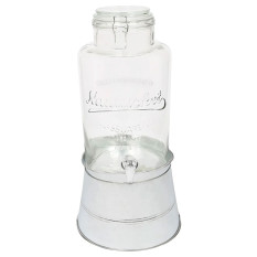 Glass Drinks Dispenser with Silver Bucket Stand 8.7 Litre