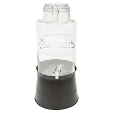 Glass Drinks Dispenser with Black Bucket Stand 8.7 Litres