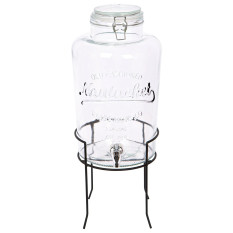 Glass Drinks Dispenser with Black Stand 8.7 Litre