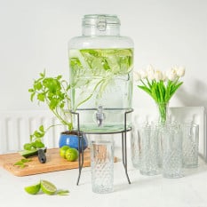 Glass Drinks Dispenser with Black Stand 8.7 Litre