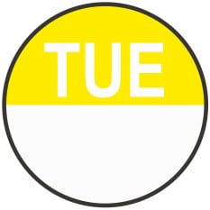 Day Dot Food Label Round 20mm Tuesday (Roll of 1000)