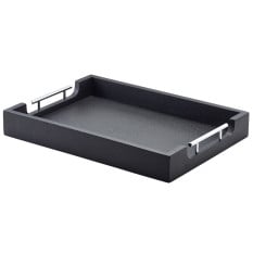 GenWare Black Butlers Tray with Metal Handles 54.5x44cm/21.5x17"