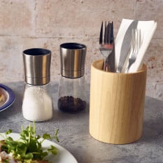 GenWare Hevea Wood Cutlery Cylinder