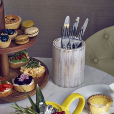 GenWare Acacia Wood Cutlery Holder 13cm White