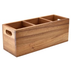 Acacia Wood 3 Compartment Cutlery Box