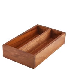 GenWare Acacia Wood 2 Compartment Cutlery Tray
