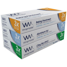 3x Wrapmaster Baking Parchment, 3x Aluminium & 3x Clingfilm Refill 45cm (9 Refill Rolls)