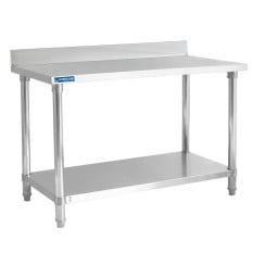Stainless Steel Wall Food Prep Table With Splashback 1200 x 600mm