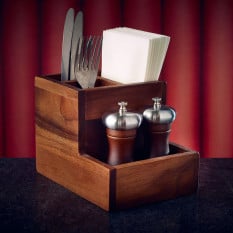 GenWare Acacia Wood 4 Compartment Table Caddy