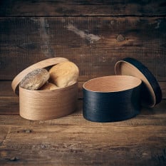 GenWare Light Wood Veneer Oval Bread Box