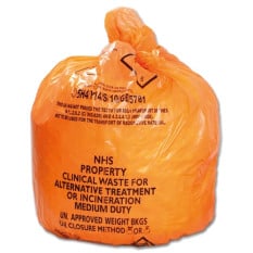 Clinical Waste Sacks Orange Alternative Treatment 90 Litre 8kg (Box of 200)