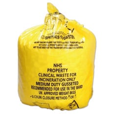 Clinical Waste Sacks Yellow Incineration 90 Litre 8kg (Box of 200)