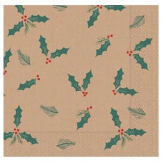 Swantex Jolly Holly Festive Lunch Napkin 33cm 2ply Kraft (Pack of 2000)