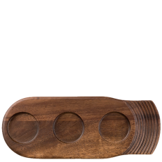 Art de Cuisine Menu Wood Handled Wooden Tray Medium 14 x 35.5cm/5.5 x 13.94" (Pack of 4)