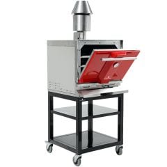 Lincoln Professional Charcoal Oven Red with Mobile Stand