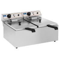 Hurricane Commercial Countertop Twin Tank Electric Deep Fat Fryer 2 x 10 Litre/3kW
