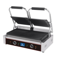 Hurricane Panini Contact Grill Double Ribbed Top + Ribbed Bottom