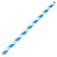 Paper Drinking Straws Light Blue Stripe 8 Inch 20cm (Pack of 250)